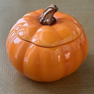 Orange Pumpkin Ceramic Container